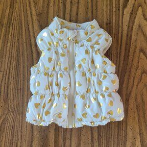 Healthtex Baby Cream Puffer Vest with Shimmery Gold Hearts